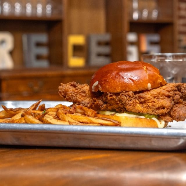 Pickle Brined Fried Chicken Sandwich.